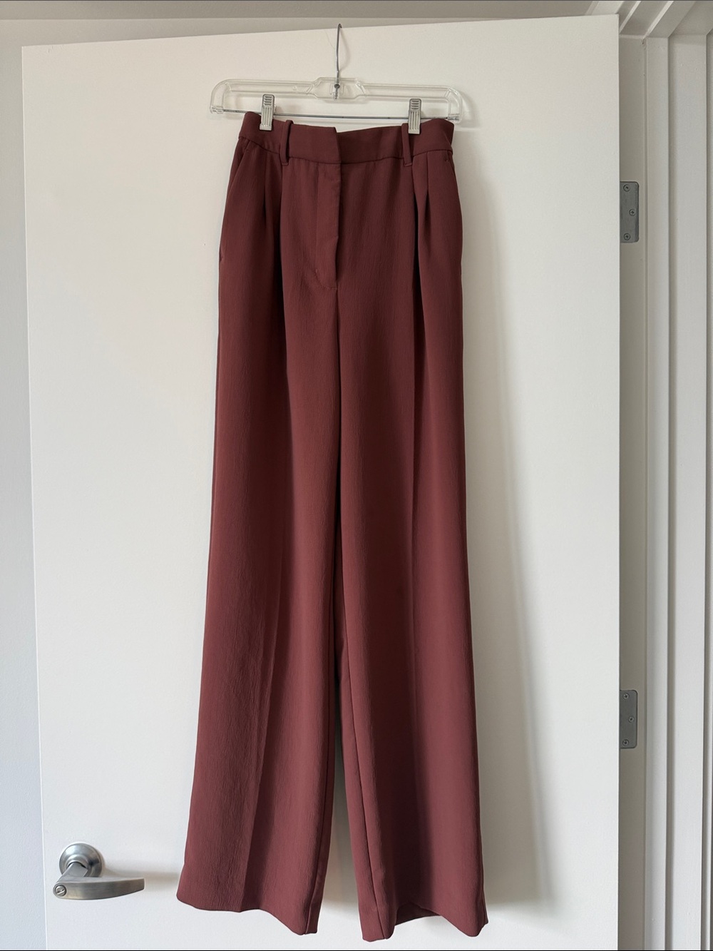 Aritzia Wide-Leg High-Rise Pants in Deep Burgundy